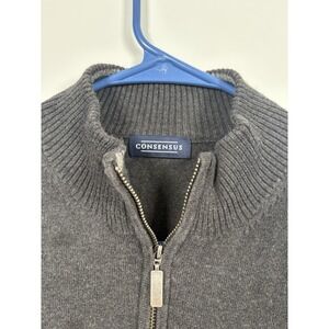Consensus Men's Gray 1/4 Zip Sweater Pullover XL